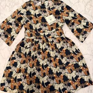 Kate Quinn Black and Brown Butterfly Dress